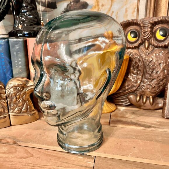Glass Decorative Head Recycled Glass Transparent Amber 11.5"